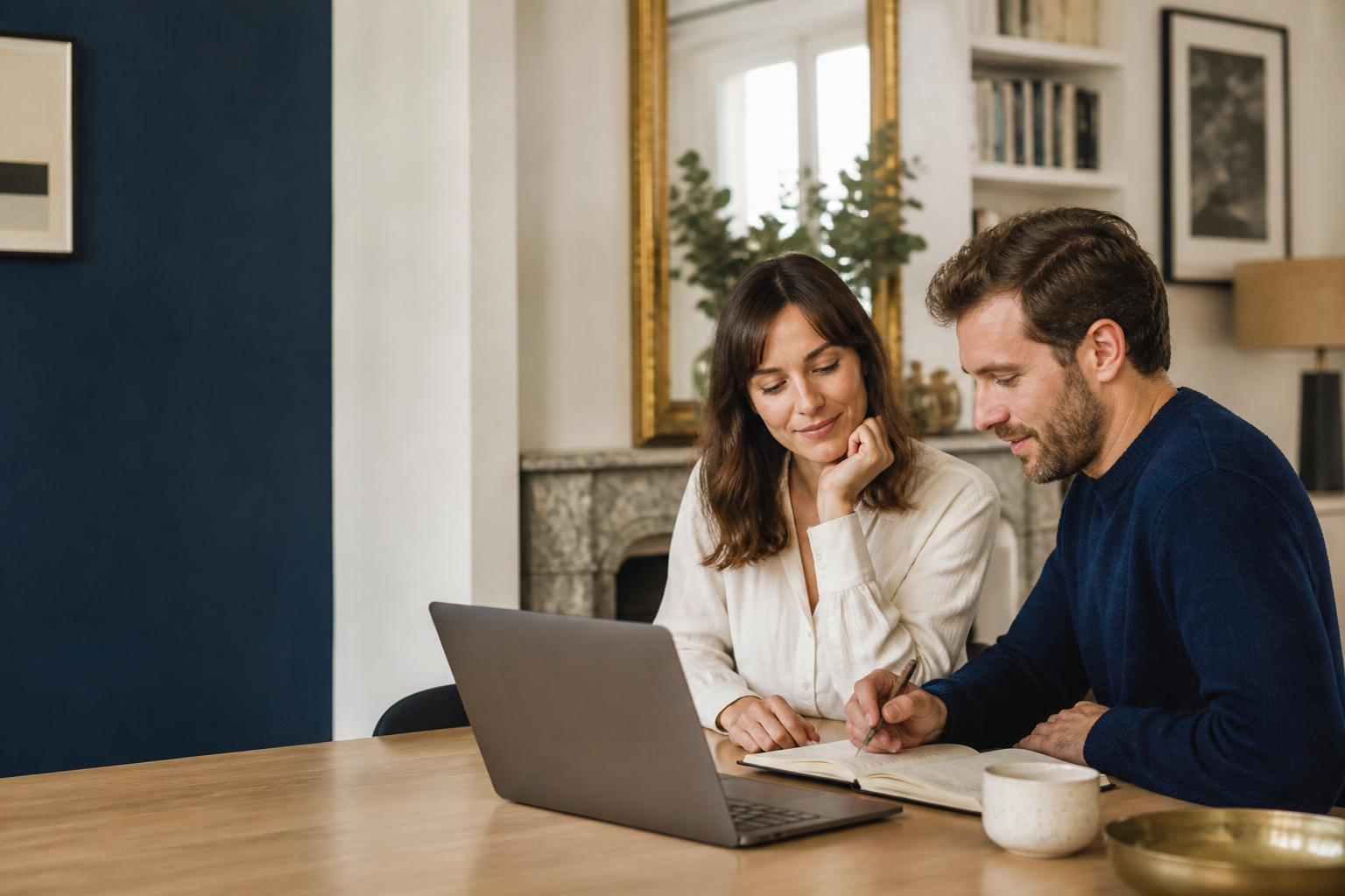 Couple concrétisant un projet personnel financé par un crédit